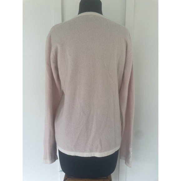 CASHMERES  made in Scotland Soft Pink Cashmere Cardigan White Trim Small - Picture 7 of 8